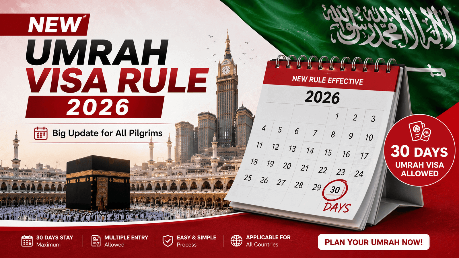 Umrah visa 30 day entry validity UAE 2026 new rule